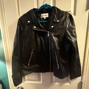 Vegan Leather Moto Jacket - Black